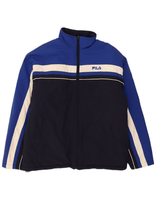 Jaqueta corta-vento masculina Fila UK 40 grande azul marinho colorblock poliamida