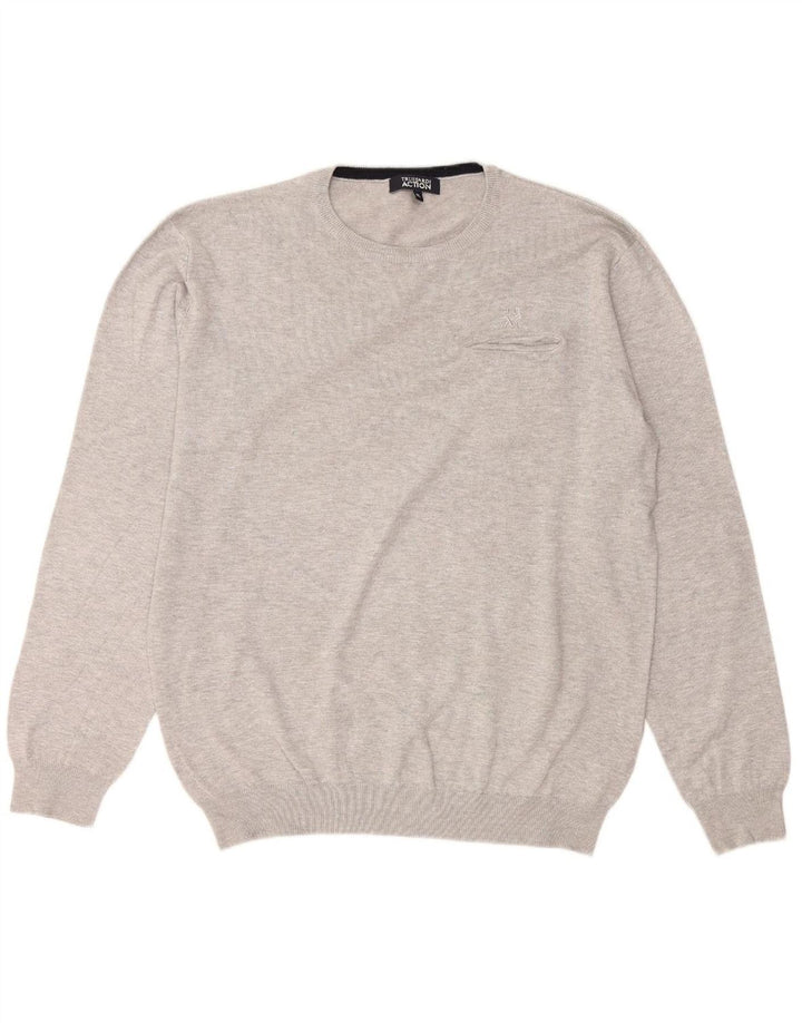 Suéter masculino TRUSSARDI com gola redonda XL viscose cinza