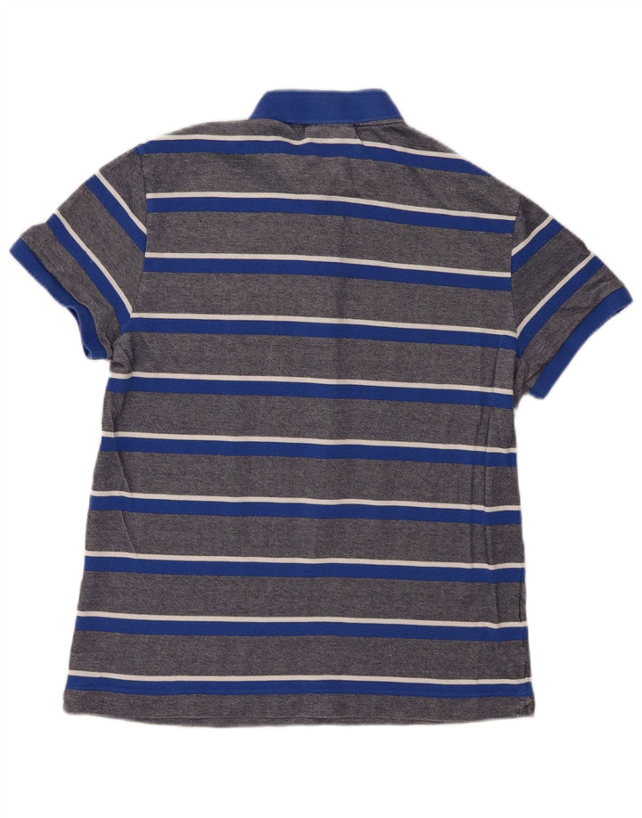 Camisa polo masculina Lacoste Regular Fit tamanho 4 algodão listrado azul médio