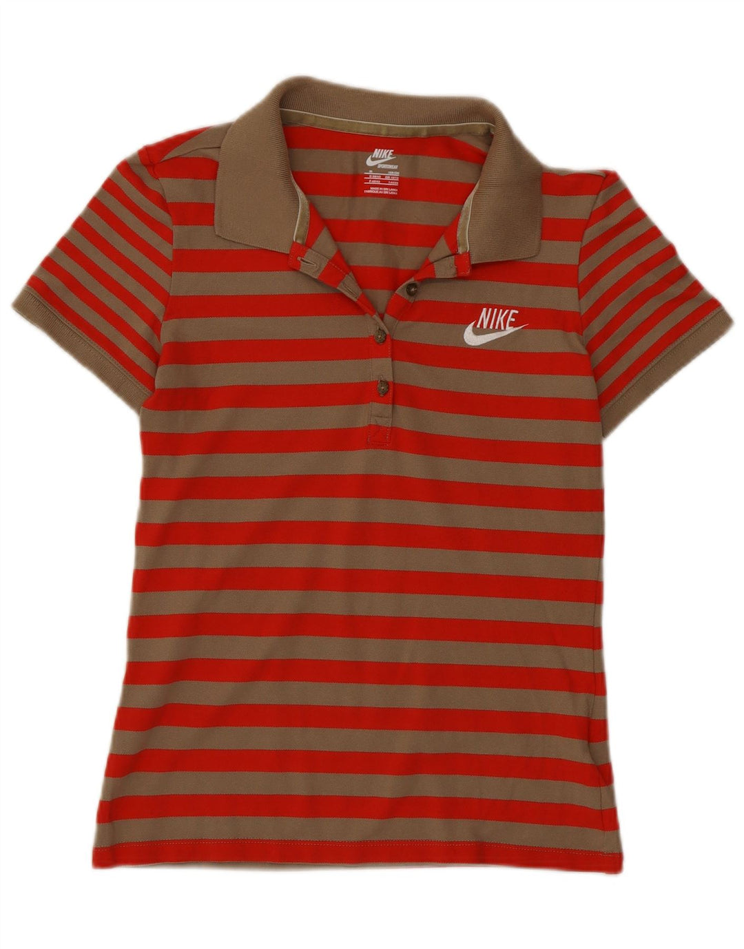 Camisa polo feminina Nike UK 10/12 listrada vermelha média