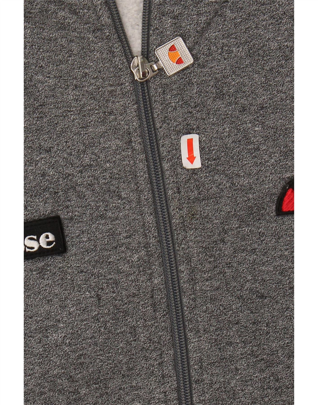 Suéter feminino com capuz e zíper gráfico ELLESSE UK 4 XS algodão manchado cinza