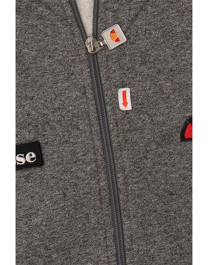 Suéter feminino com capuz e zíper gráfico ELLESSE UK 4 XS algodão manchado cinza