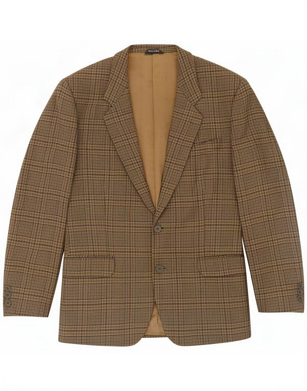 Wall Street Mens 2 Button Blazer Jacket UK 40 Large Brown Plaid