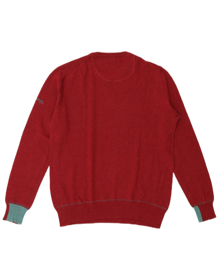 Suéter masculino Harmont & Blaine com gola redonda, grande lã colorblock vermelha