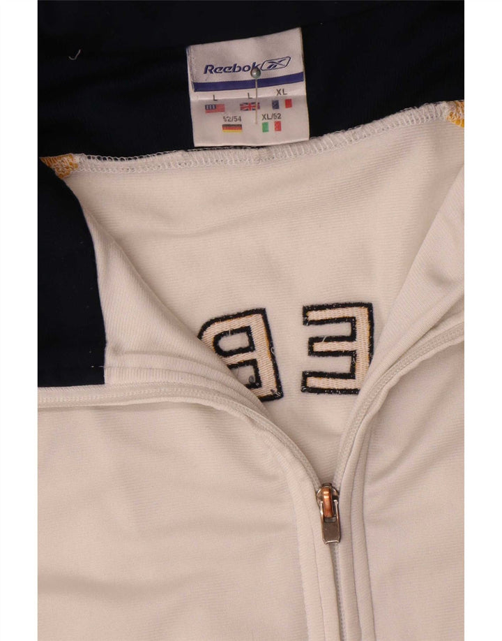Jaqueta masculina Reebok Graphic Loose Fit agasalho grande bloco colorido branco