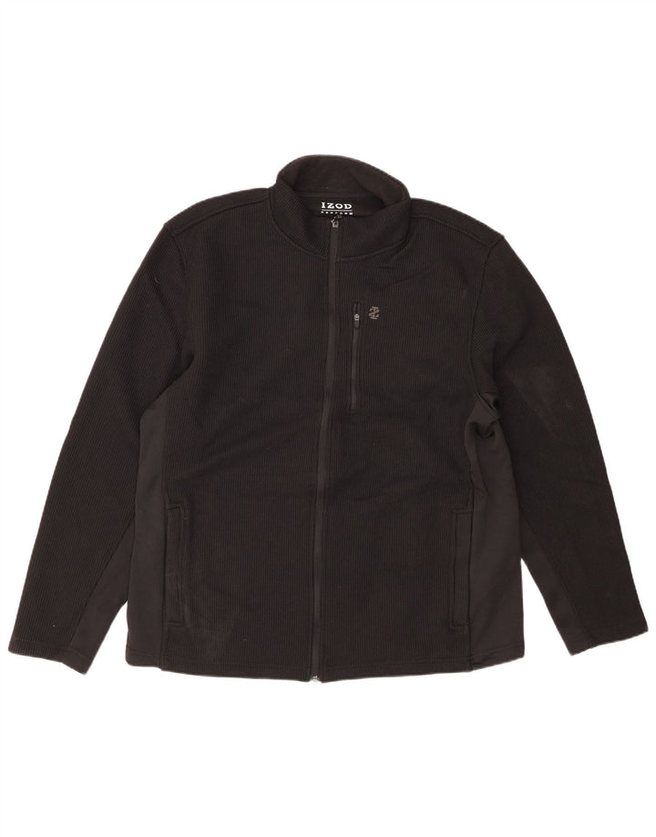 IZOD Mens Treino Top Jaqueta Grande Poliéster Preto