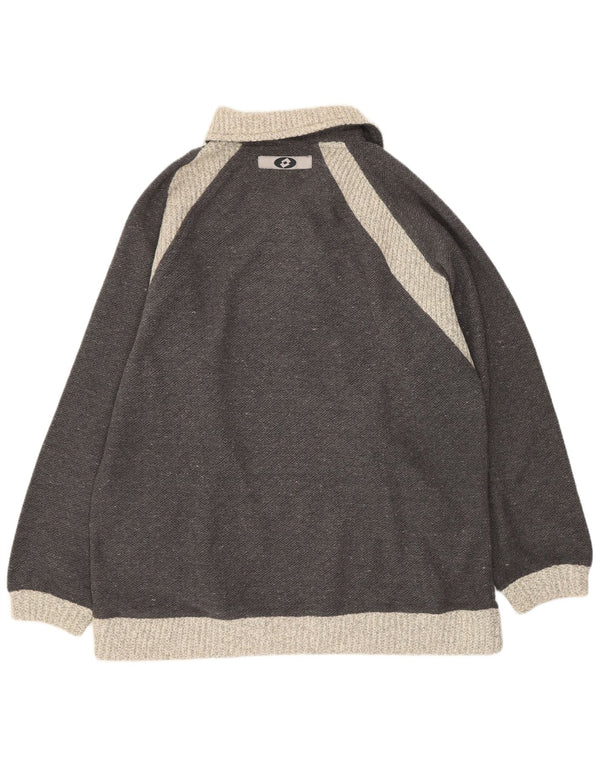 Lotto Suéter feminino oversized com gola polo Reino Unido 12 cinza médio manchado