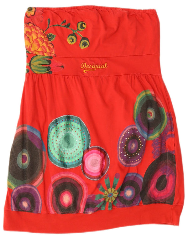 Desigual Womens Strapless Top UK 18 XL Festival de algodão vermelho