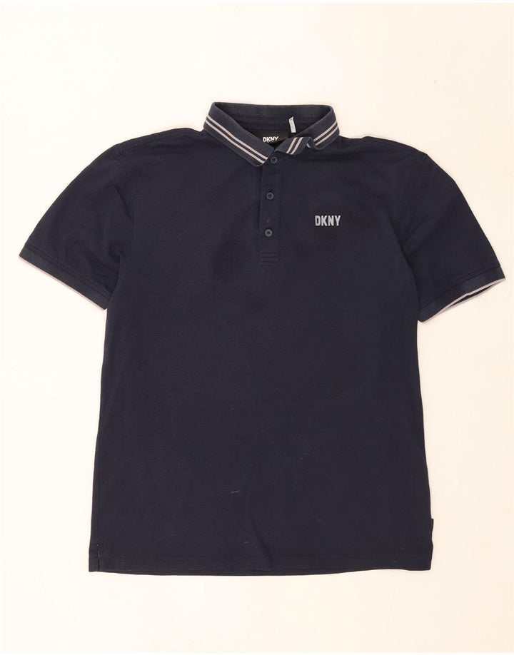 Camisa polo masculina Dkny média listrada azul marinho