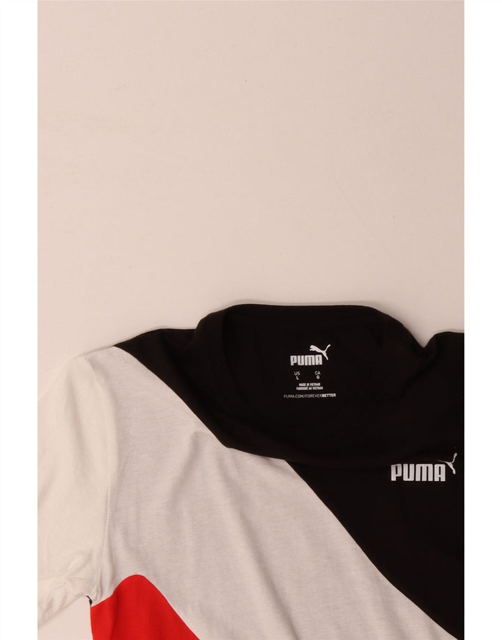 Camiseta feminina PUMA UK 14 grande algodão colorblock multicolorido