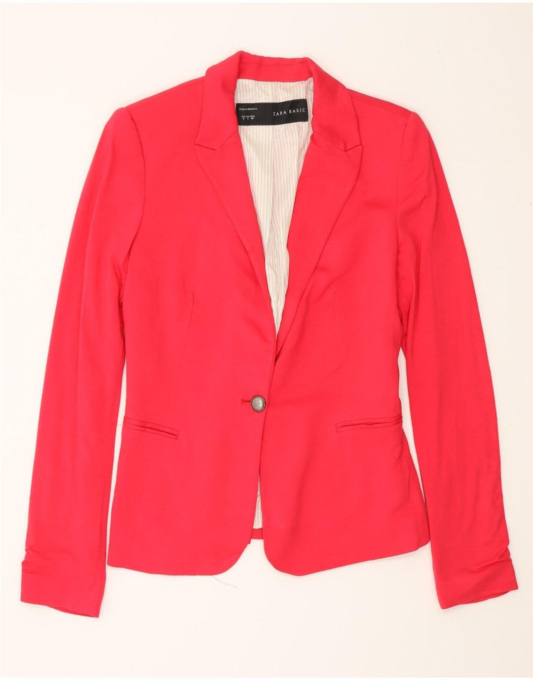 Jaqueta blazer feminina Zara com 1 botão Reino Unido 10 viscose rosa pequena