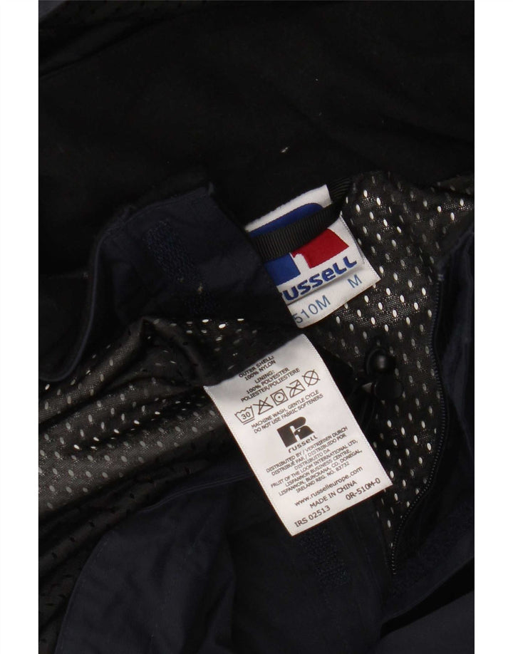 Jaqueta de chuva masculina com capuz Russell Athletic Reino Unido 38 nylon azul marinho médio