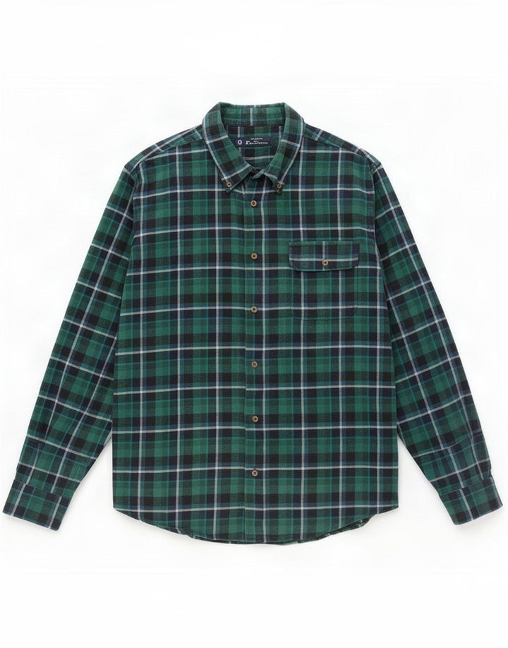 Camisa de flanela masculina Ben Sherman grande xadrez verde