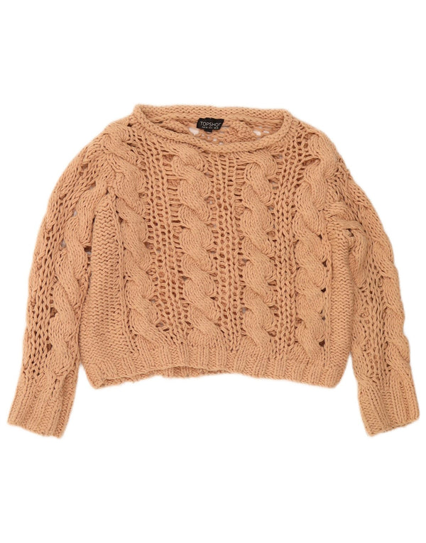 Topshop Suéter feminino superdimensionado com gola canoa e gola redonda Reino Unido 10 pequeno bege