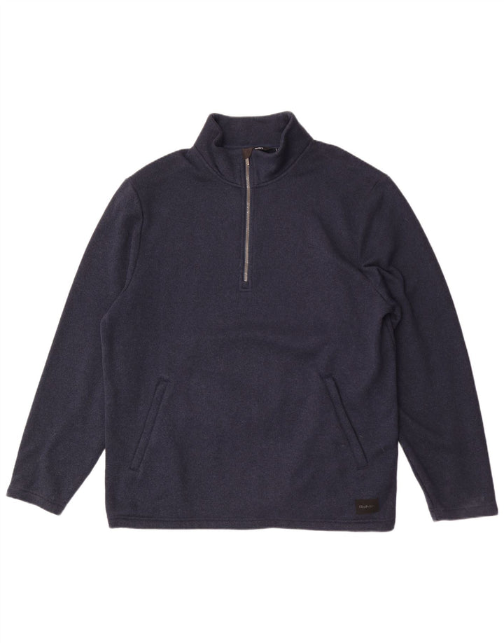 Suéter masculino Rohan com zíper e gola XL poliéster azul marinho