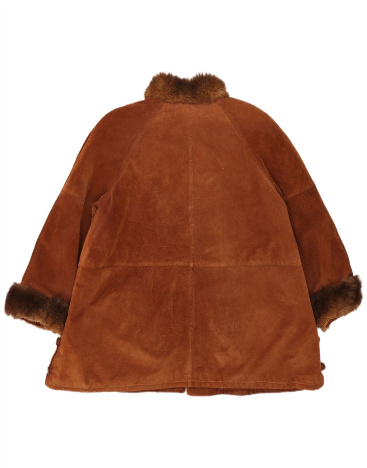 Sobretudo feminino de camurça Pascucci EU 44 XL marrom