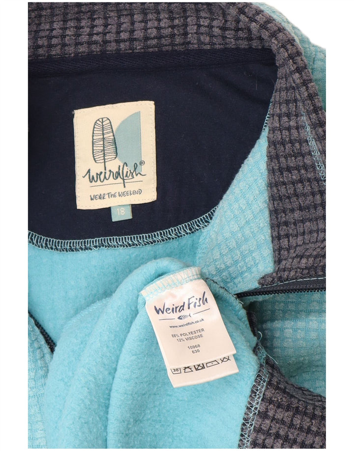 Suéter de lã feminino Weird Fish com zíper e pescoço grande UK 18 XL azul poliéster