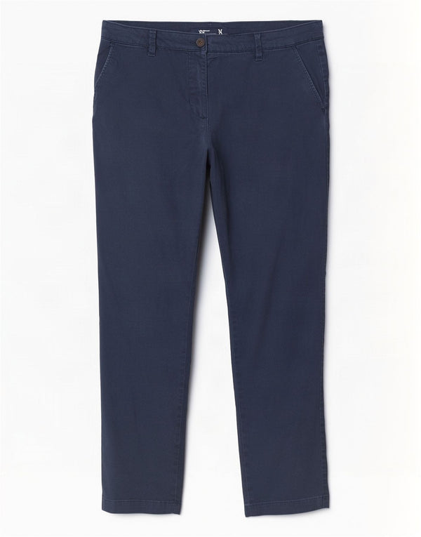 Calça Chino Reta Feminina Crew Clothing UK 14 Grande W34 L28 Azul Marinho