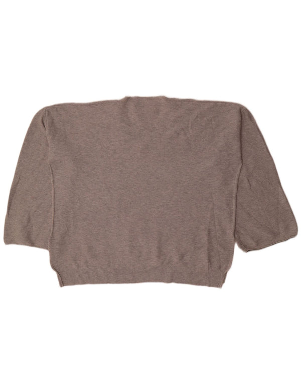 Suéter feminino Marks & Spencer com decote em V Reino Unido 22 3XL algodão manchado cinza