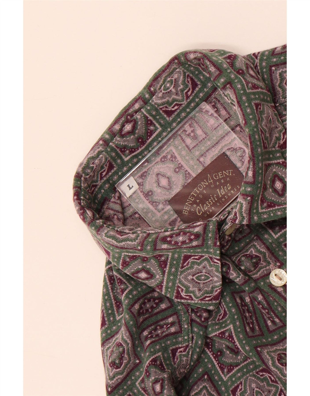 Camisa masculina Benetton grande geométrica multicolorida