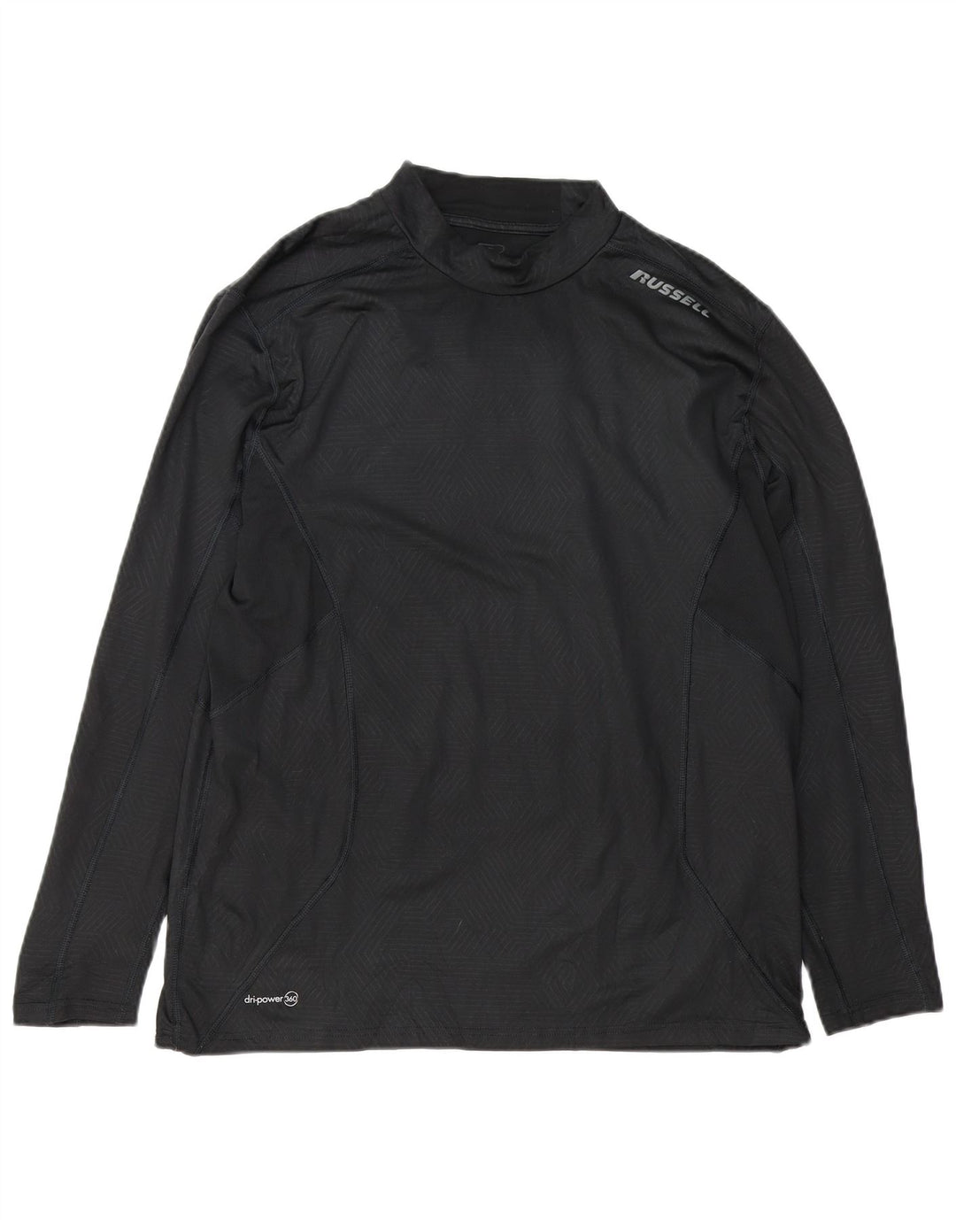 Russell Athletic Mens Dri-Power Gráfico Top Manga Longa XL Preto Geométrico