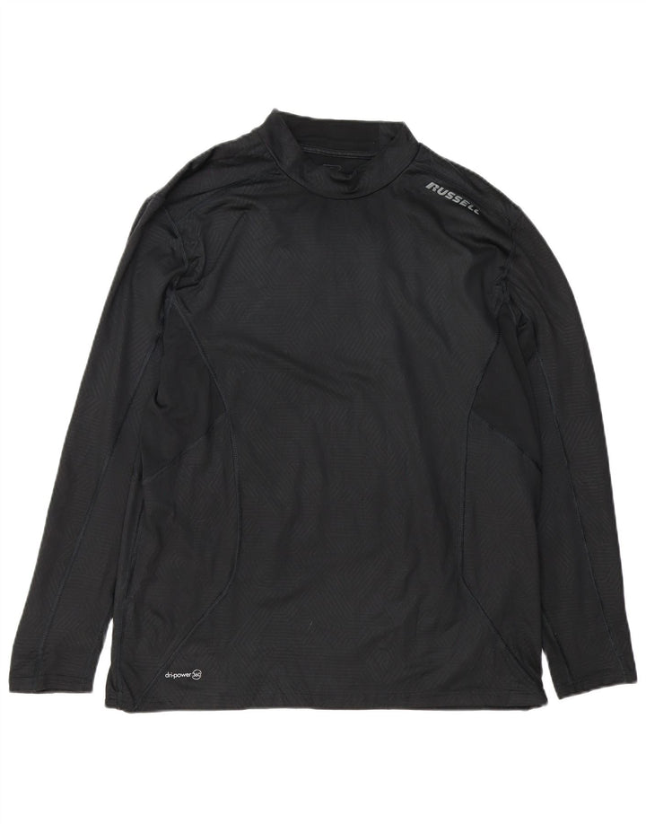 Russell Athletic Mens Dri-Power Gráfico Top Manga Longa XL Preto Geométrico