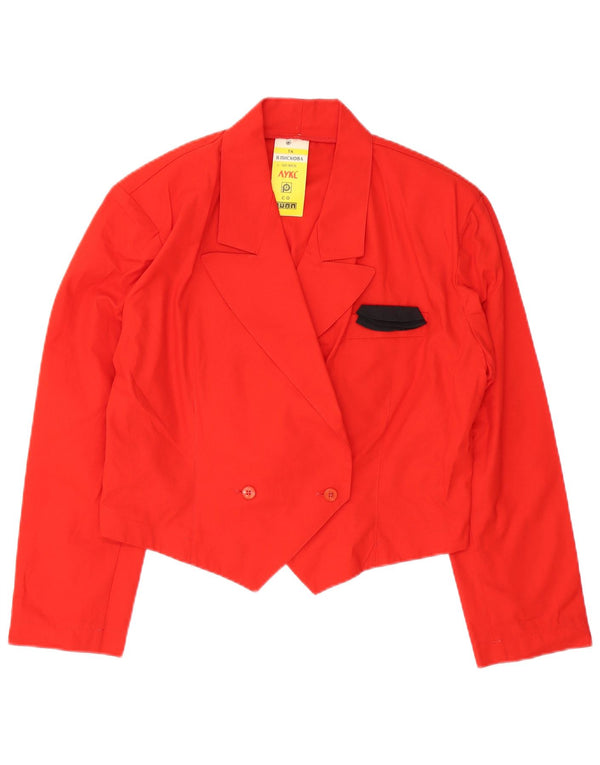 Jaqueta blazer feminina vintage com peito duplo UK 16 grande vermelha