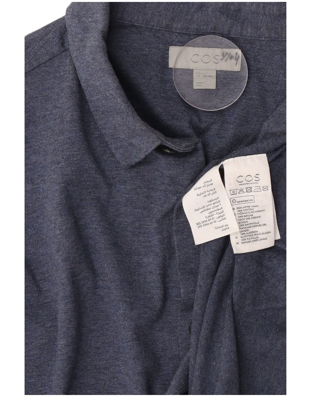 Camisa masculina Cos grande algodão azul marinho