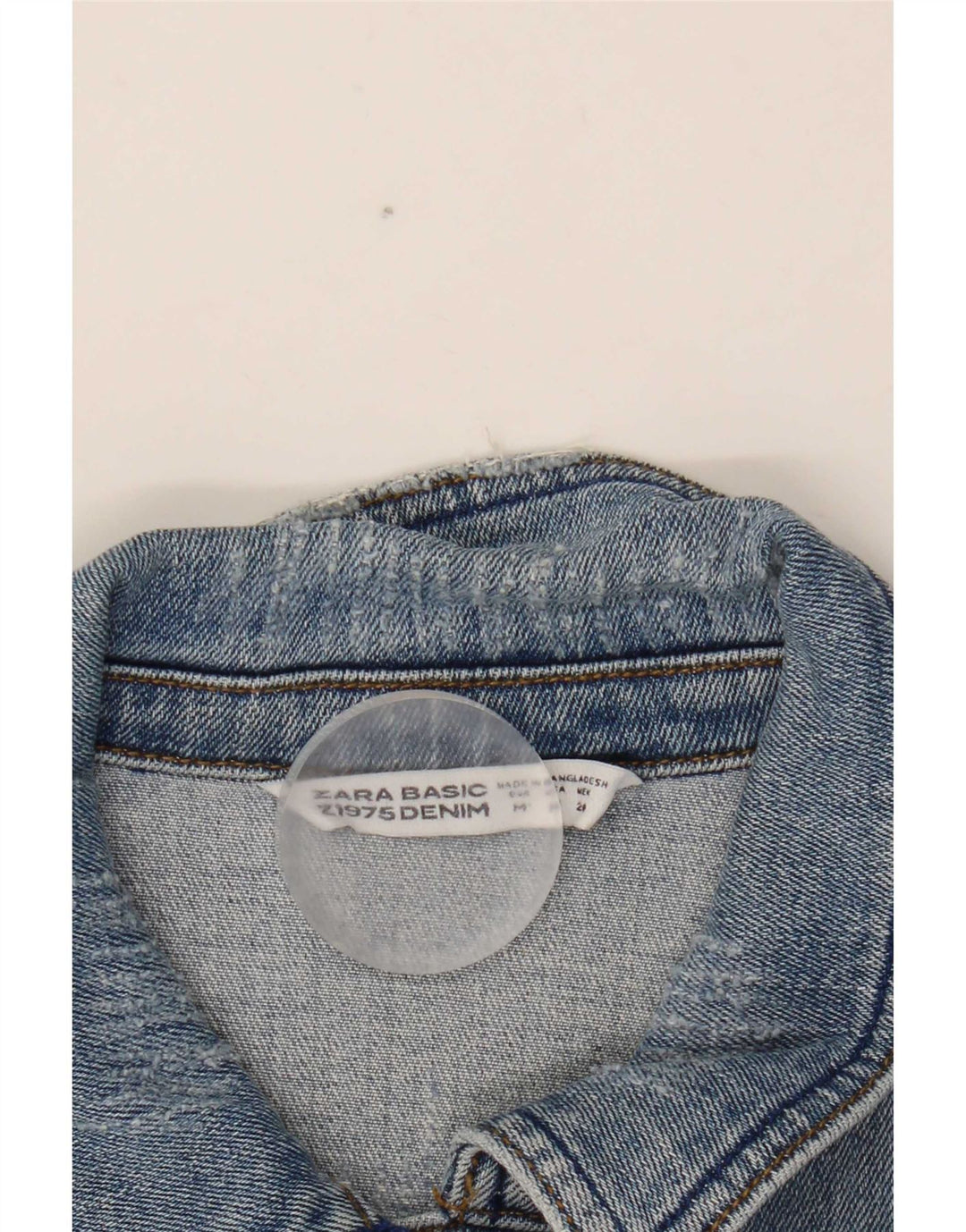 Jaqueta jeans feminina Zara UK 12 algodão azul médio