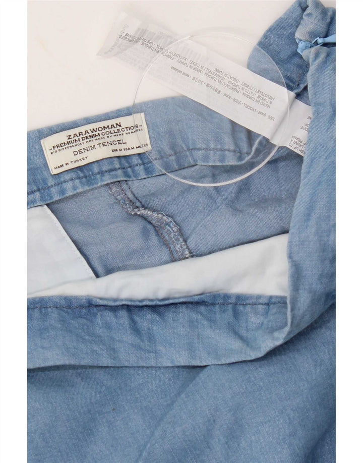 Calça feminina cintura alta Zara médio W28 azul Lyocell
