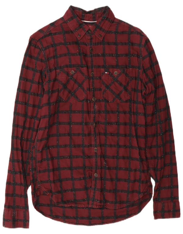 Camisa masculina de flanela Tommy Hilfiger XS Burgundy Check