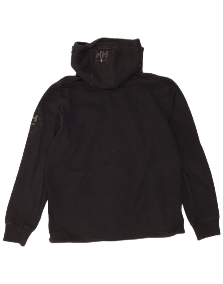 Suéter masculino Helly Hansen com capuz e zíper gráfico grande de algodão preto