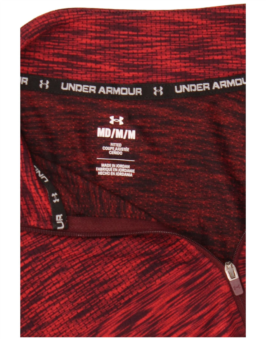 Under Armour Mens Zip Neck Pulôver Treino Top Médio Vermelho Salpicado