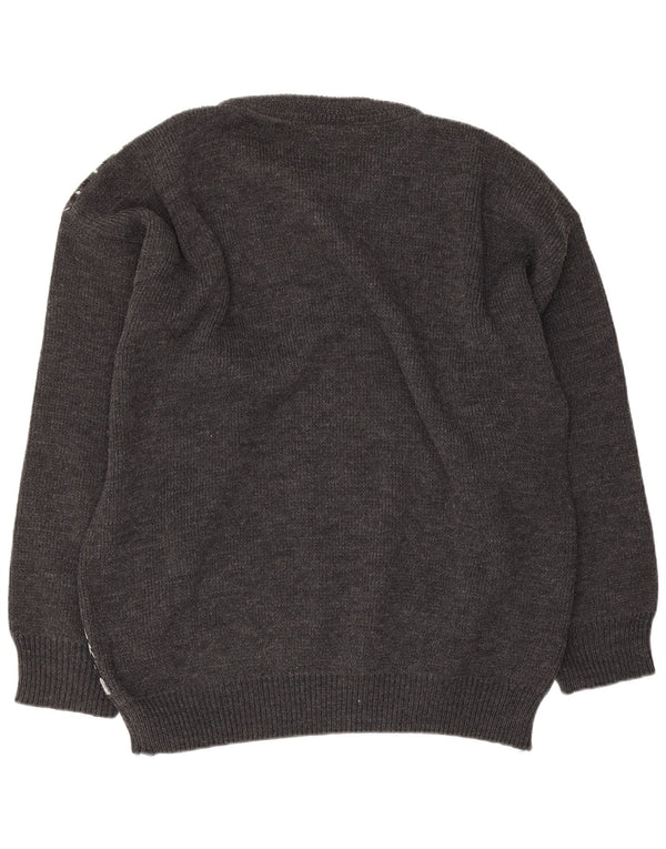 Suéter masculino vintage com gola canoa grande cinza