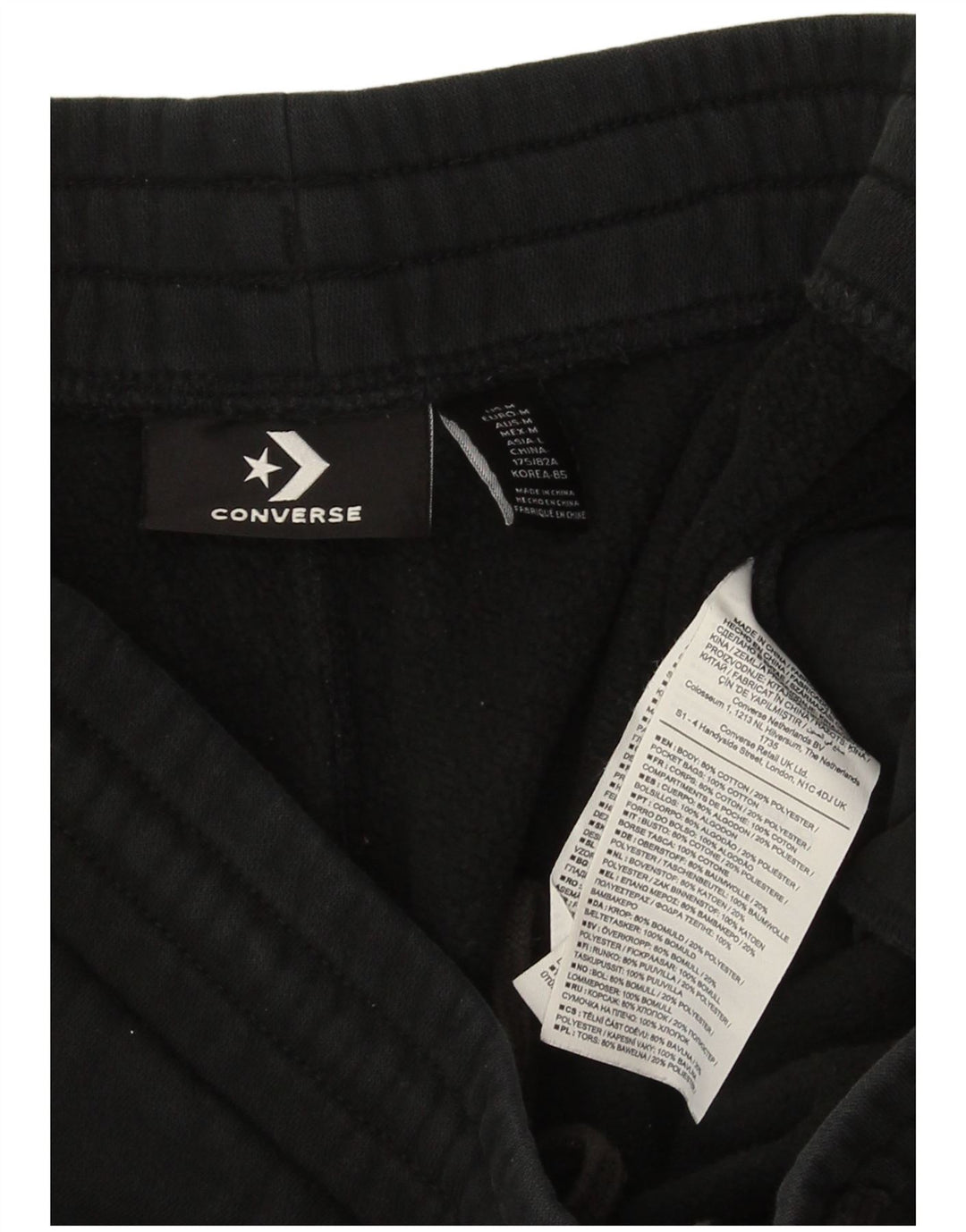 Converse Mens Graphic Calças de treino Joggers Médio Algodão Preto