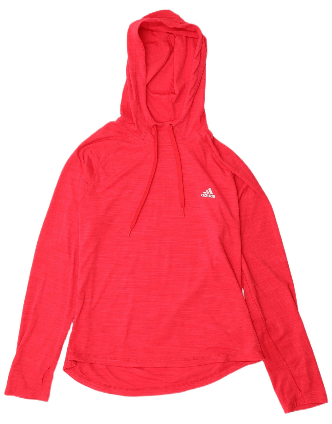 ADIDAS Womens Climalite Hooded Top Manga Longa Reino Unido 16/18 Grande Vermelho Flecked