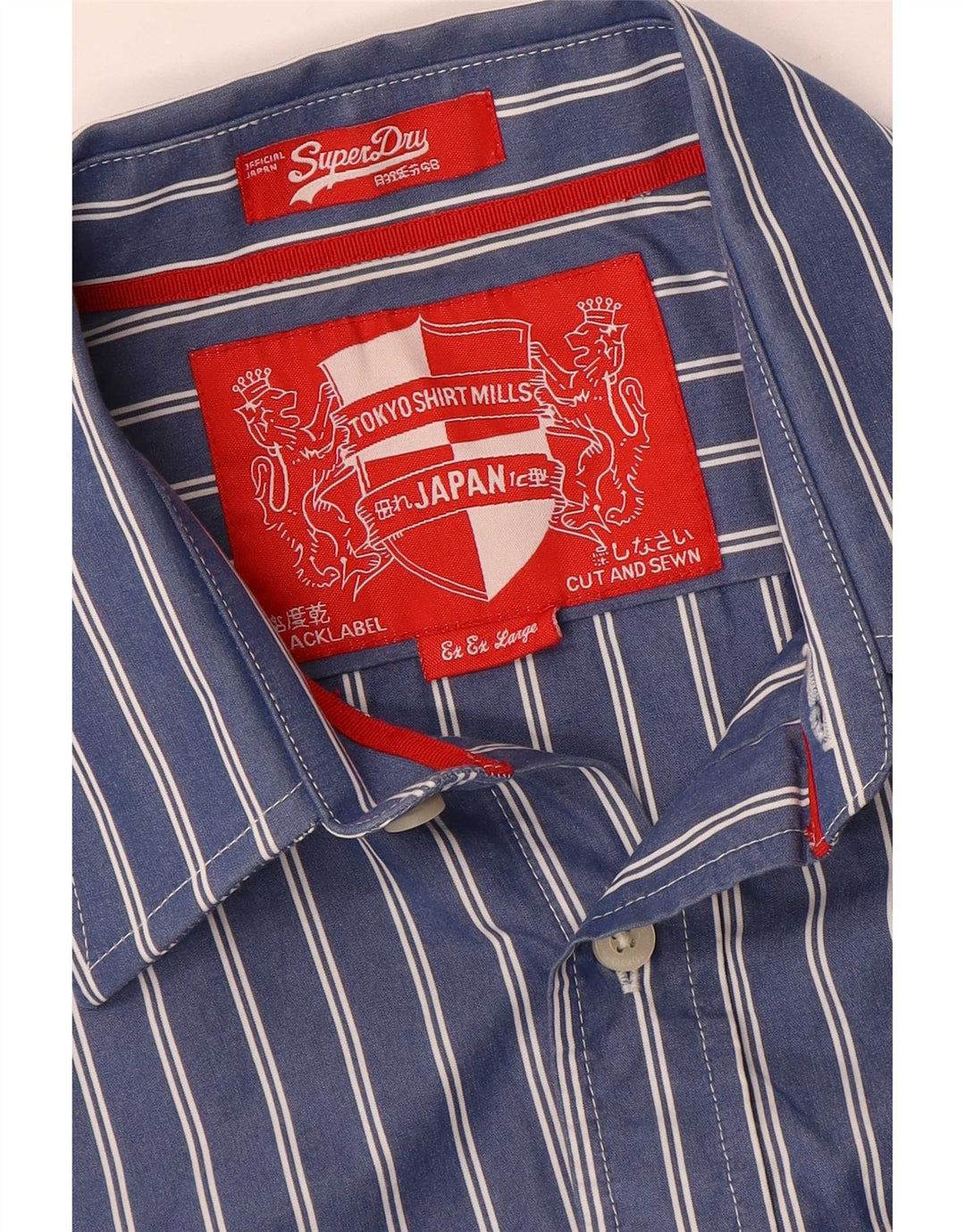 Camisa masculina Superdry 2XL listrada azul marinho