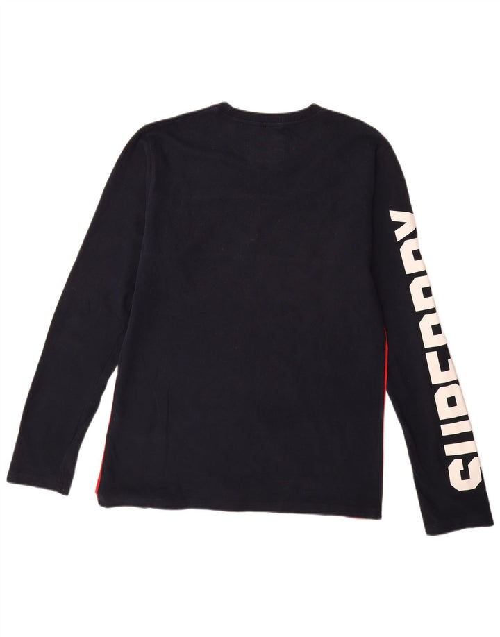 Top gráfico masculino Superdry manga comprida grande algodão colorblock vermelho