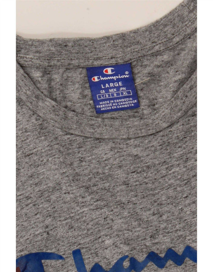 Camiseta masculina estampada Champion grande cinza manchado