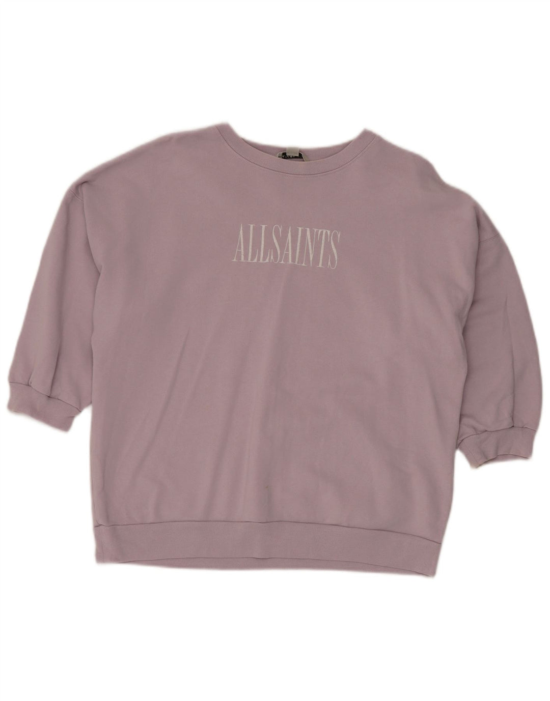 Suéter feminino com estampa gráfica oversized ALL SAINTS Reino Unido 10 pequeno roxo