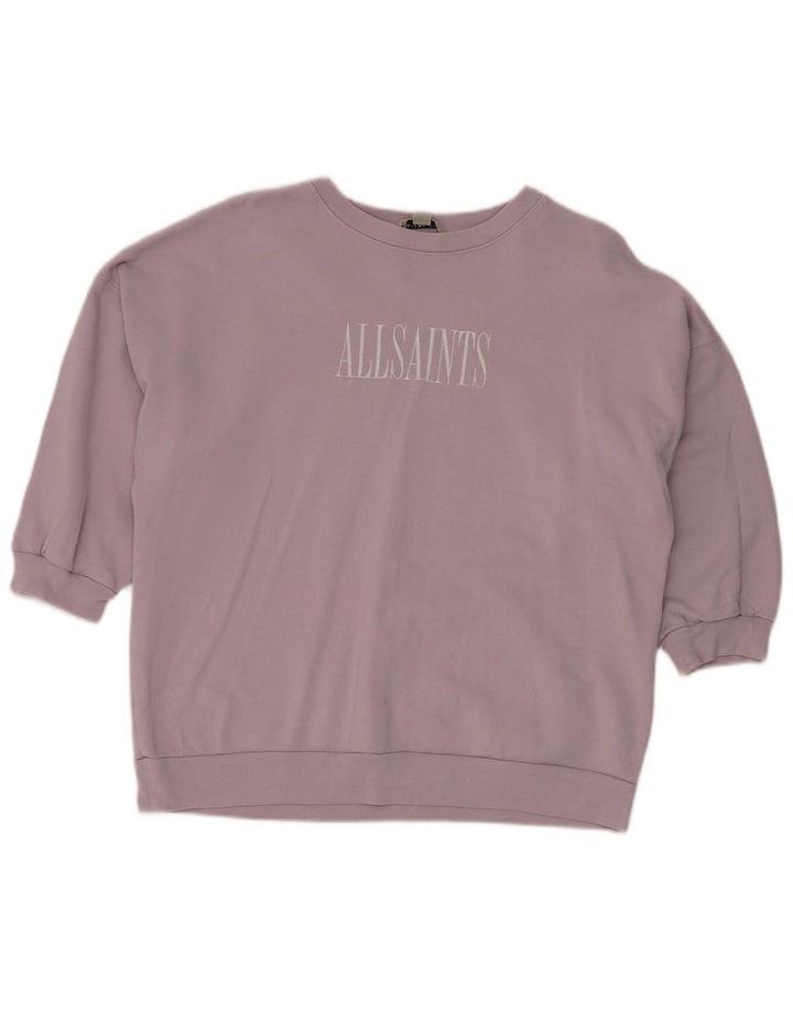 Suéter feminino com estampa gráfica oversized ALL SAINTS Reino Unido 10 pequeno roxo