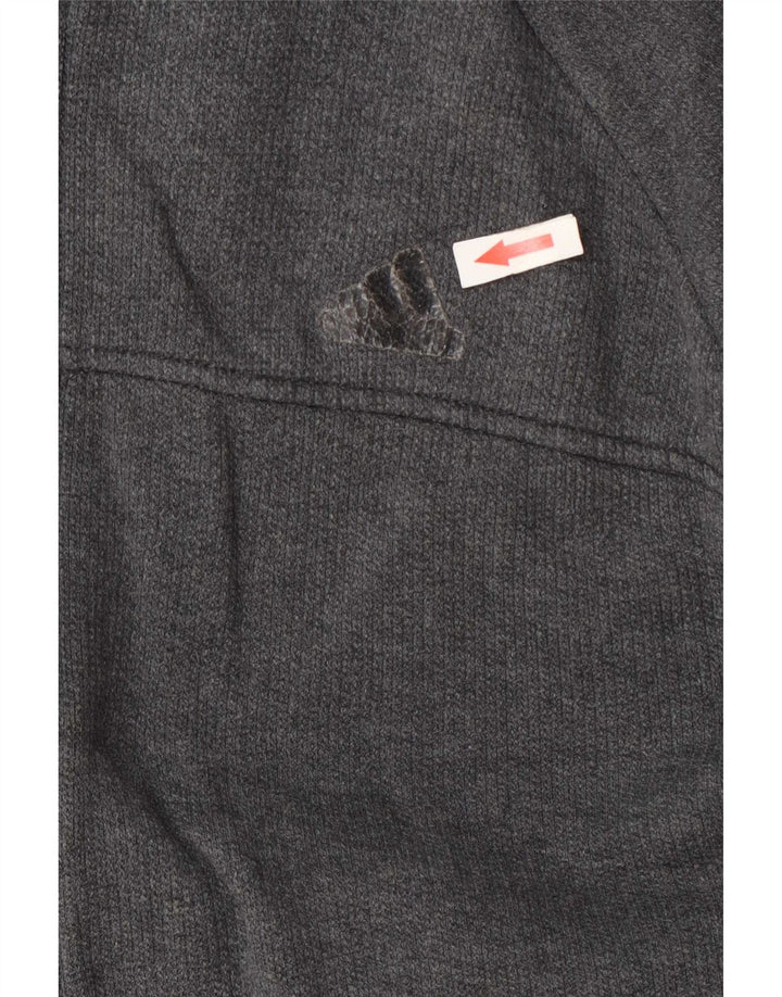 Adidas masculino zip moletom com capuz médio algodão cinza