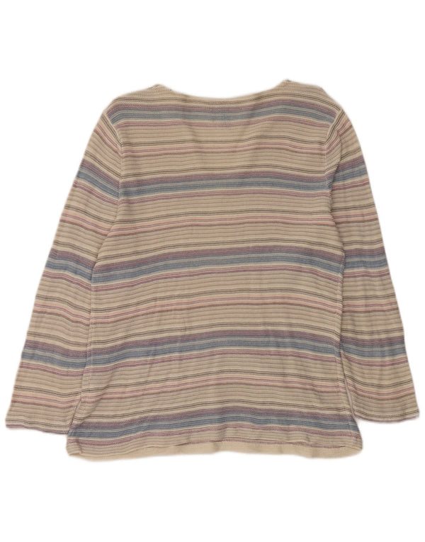 Ralph Lauren Top feminino manga 3/4 Reino Unido 14 grande algodão listrado cinza