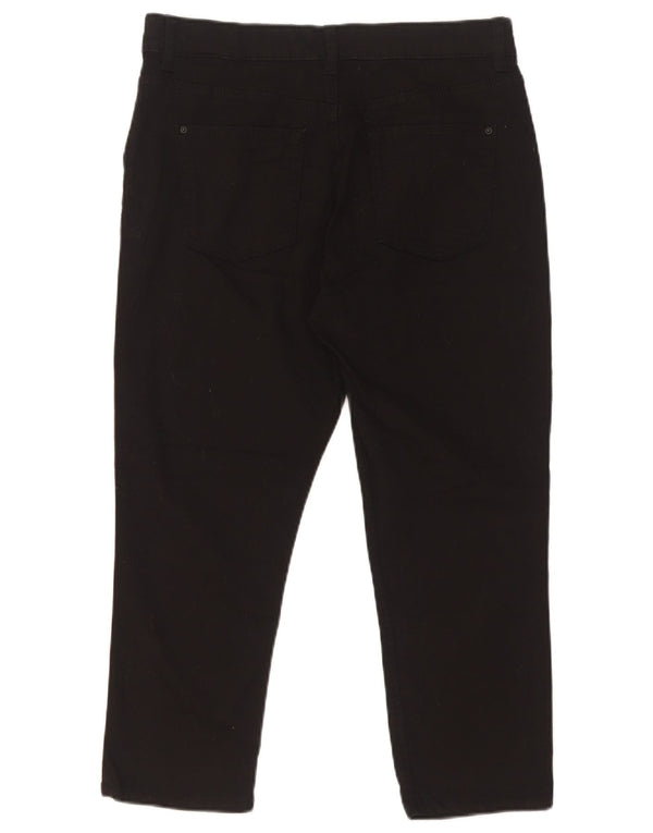 Calças cortadas femininas Marks & Spencer UK 12 médio W30 L22 pretas