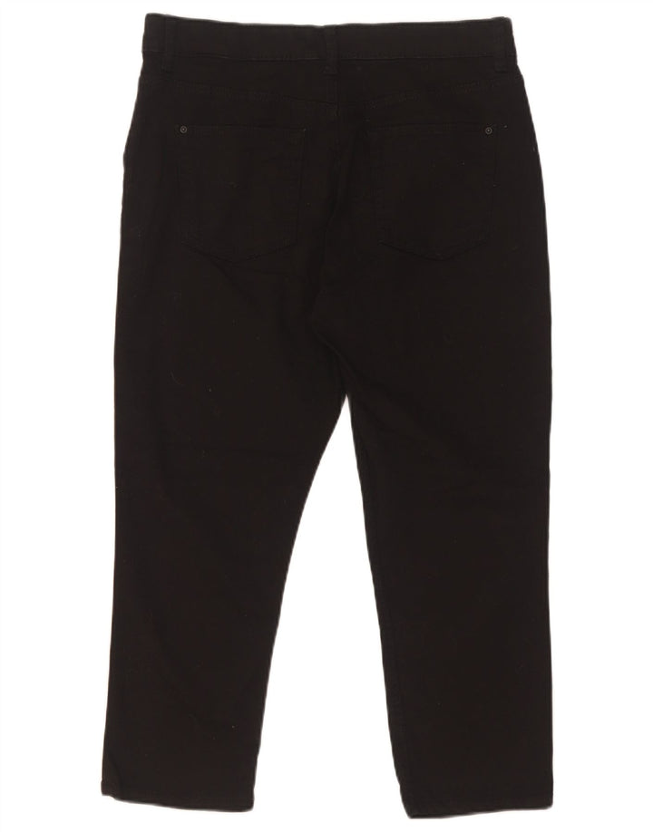 Calças cortadas femininas Marks & Spencer UK 12 médio W30 L22 pretas