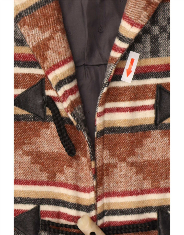 Vintage Womens Duffle Coat UK 20 2XL Geométrico multicolorido