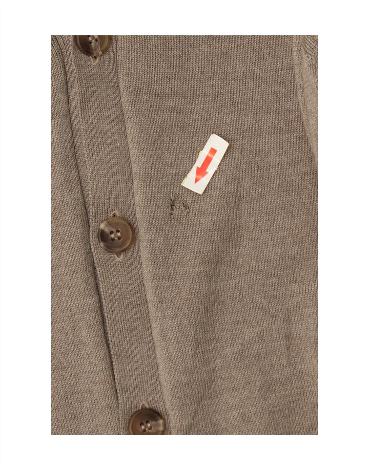 Suéter cardigã masculino sem mangas Marks & Spencer grande lã bege