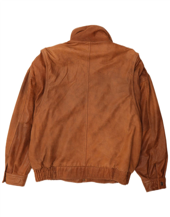 Jaqueta de couro masculina CARLO COMBERTI IT 48 couro marrom médio