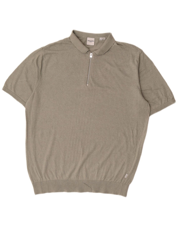 Camisa polo masculina de manga curta Jack & Jones 3XL cinza