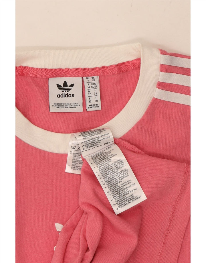 ADIDAS Womens Oversized T-Shirt Top UK 6 XS Pink Cotton Vintage Adidas and Second-Hand Adidas from Messina Hembry 